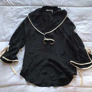 Chloe crepe ruffled black blouse (FR 34, US 2)